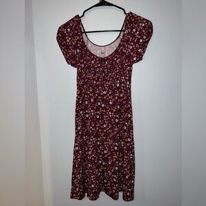 SO Maroon Floral Mini Dress